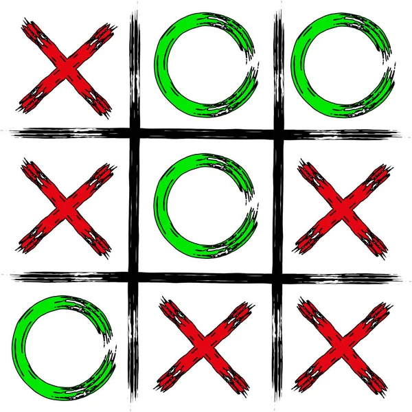 Oyun Tic Tac Toe Tic Tac Toe Grunge Tarzında Masa — Stok Vektör