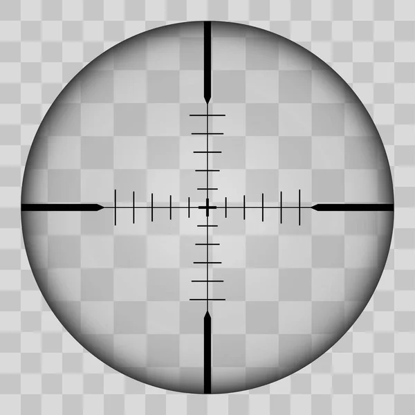 Keskin nişancı kavşağı hakkında gerçekçi bir görüş. Keskin nişancı alanının şekli şeffaf bir tonda görünüyor. Tüfek menzilinden kontrol edin. Vektör illüstrasyonu