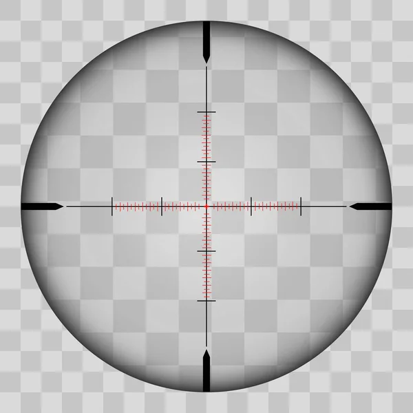 Keskin nişancı kavşağı hakkında gerçekçi bir görüş. Keskin nişancı alanının şekli şeffaf bir tonda görünüyor. Tüfek menzilinden kontrol edin. Vektör illüstrasyonu