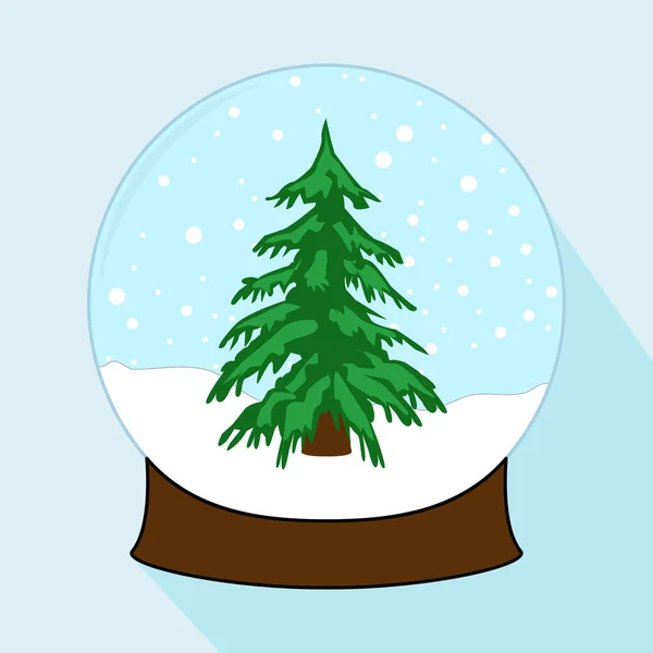 Χριστουγεννιάτικη Διακόσμηση Κρυστάλλινη Σφαίρα Χριστουγεννιάτικη Χιονόμπαλα Χριστουγεννιάτικο Δέντρο Και Νιφάδες — Διανυσματικό Αρχείο