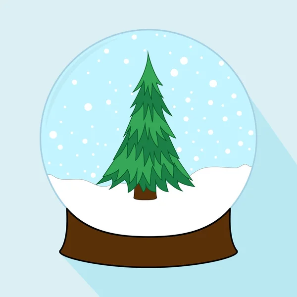 Décoration Noël Boule Cristal Boule Neige Avec Sapin Noël Flocons — Image vectorielle