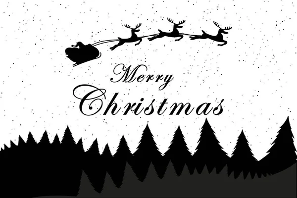 Plantilla Tarjeta Navidad Con Árbol Navidad Estrellas Luna Santa Claus — Vector de stock