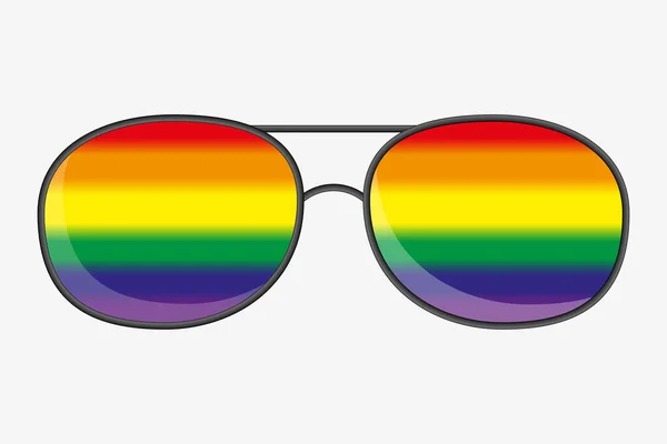 太阳镜与同性恋的彩虹色镜片 平面漫画图标 被淡淡的背景隔离 Lgbt自豪 同性恋 眼镜的概念 矢量说明 — 图库矢量图片