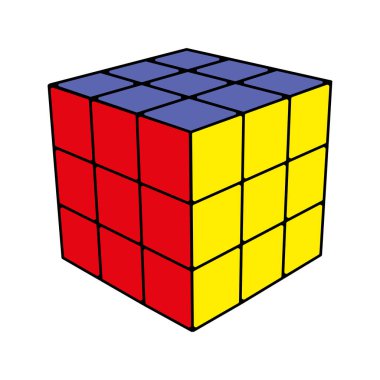 Rubik küpü farklı pozisyonlarda, gerçekçi bir şekilde izole edilmiş. Editoryal izometrik illüstrasyon. Rubik Küpü, 1974 yılında Profesör Erno Rubik tarafından icat edilen 3 boyutlu bir bulmaca. Vektör illüstrasyonları