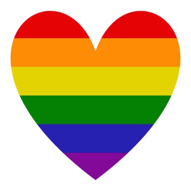Gökkuşağı renkli kalp şekli cinsel yönelimi kutlamak için, beyaz arka planda izole edilmiş.