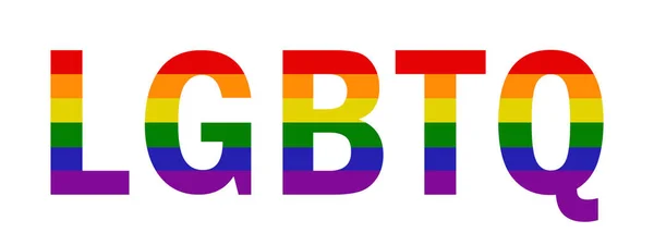 Beyaz arkaplanda gökkuşağı renkli LGBTQ metni, cinsel yönelimi kutluyor.