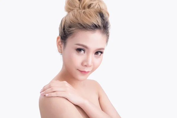 Hermosa Mujer Asiática Aislada Sobre Fondo Blanco Concepto Belleza Asiática —  Fotos de Stock