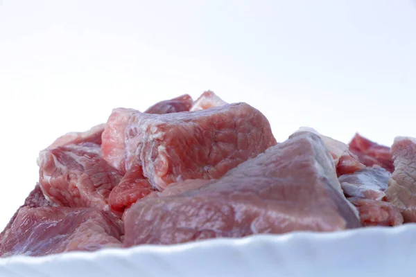 Daging Sapi Mentah Segar Jati Sapi Mentah Latar Belakang Putih — Stok Foto