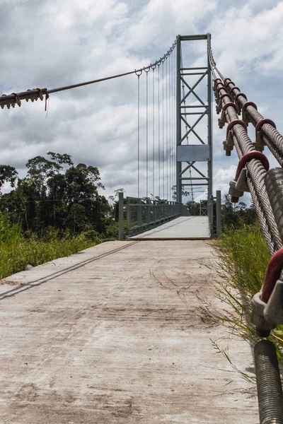 Most Przez Rzekę Amazonii Konstrukcja Metalowa Duże Mosty Ekwador — Zdjęcie stockowe