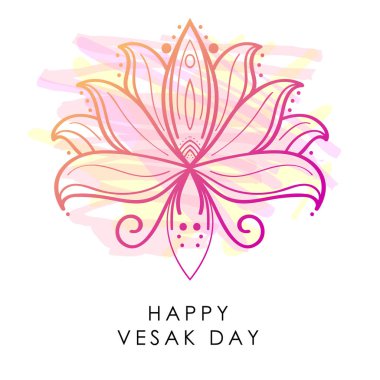 Buddha Purnima veya Vesak arka plan. Vektör Lotus. Pembe Lotus çiçeği. Vesak tasarım greating kartı. Tatil satışı büyük başlığı için Lotus simge. Hint Vesak tatil arka plan. Lotus çiçek tasarım