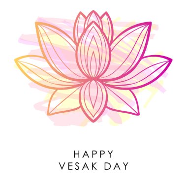 Buddha Purnima veya Vesak arka plan. Vektör Lotus. Pembe Lotus çiçeği. Vesak tasarım greating kartı. Tatil satışı büyük başlığı için Lotus simge. Hint Vesak tatil arka plan. Lotus çiçek tasarım