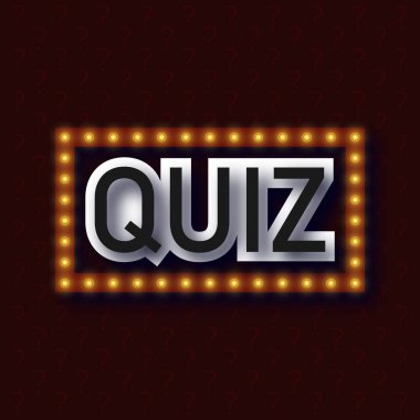 Gece duyuru poster tasarım web banner arka plan vektör çizim quiz. Pub quiz bir pub ya da bar, gece kulübü düzenledi. Modern pub takım oyunu. Retro ışık afiş parlayan sorular oyunu