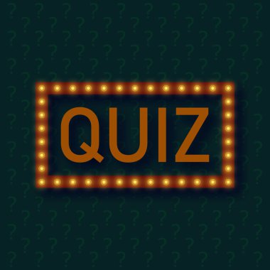Gece duyuru poster tasarım web banner arka plan vektör çizim quiz. Pub quiz bir pub ya da bar, gece kulübü düzenledi. Modern pub takım oyunu. Retro ışık afiş parlayan sorular oyunu