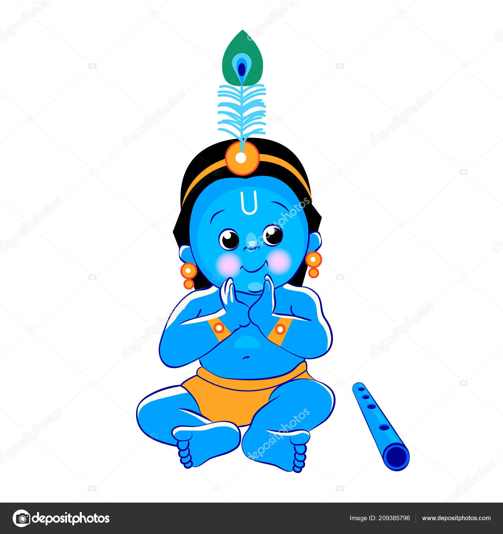 Krishna Happy Janmashtami Blue Baby White Background Your Design Indian  Stock Vector Image by ©artskvortsova #209385796