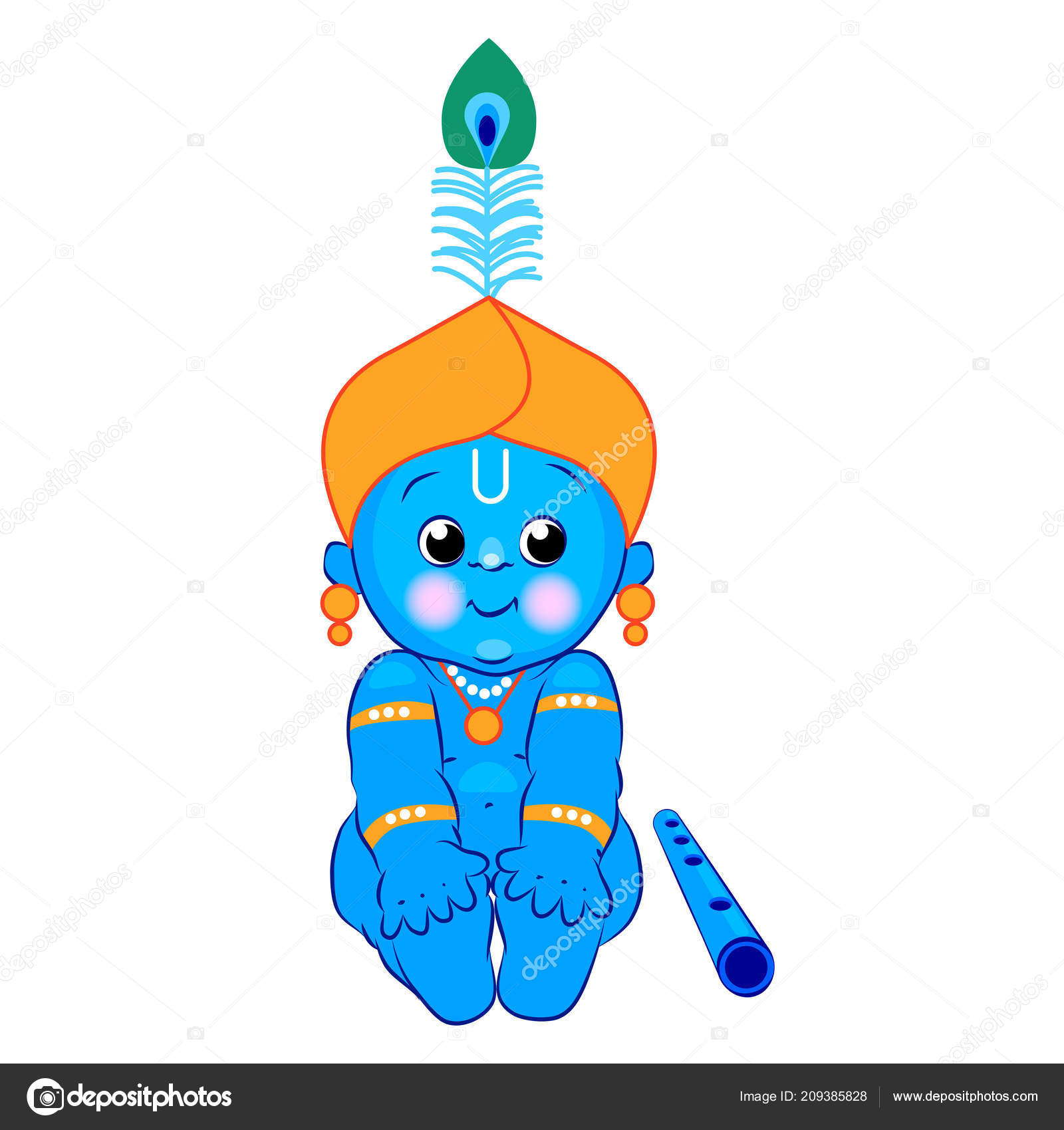 Krishna Happy Janmashtami Blue Baby White Background Your Design Indian  Stock Vector Image by ©artskvortsova #209385828