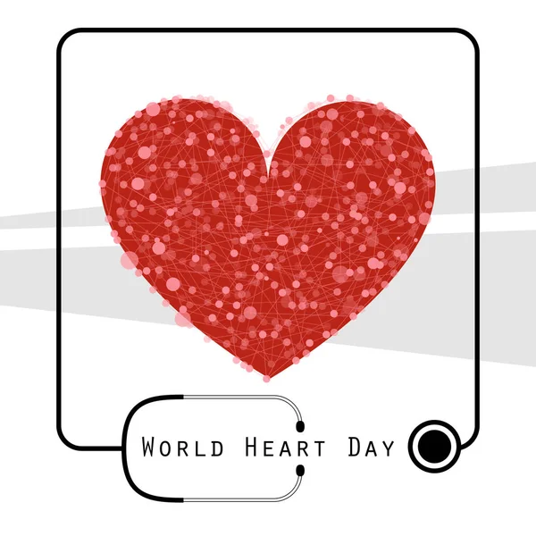 Всесвітній День Серця Червоне Серце Дизайн Концепції Охорони Здоров Векторні — стоковий вектор