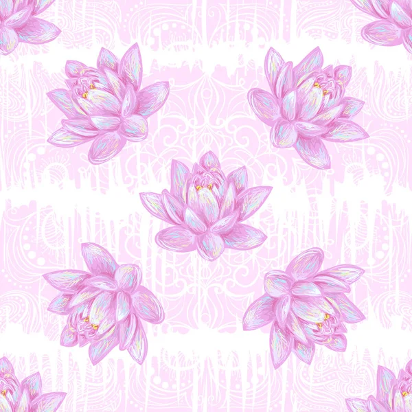 Fondo Patrón Floral Sin Costuras Con Fondo Vectorial Flor Loto — Vector de stock