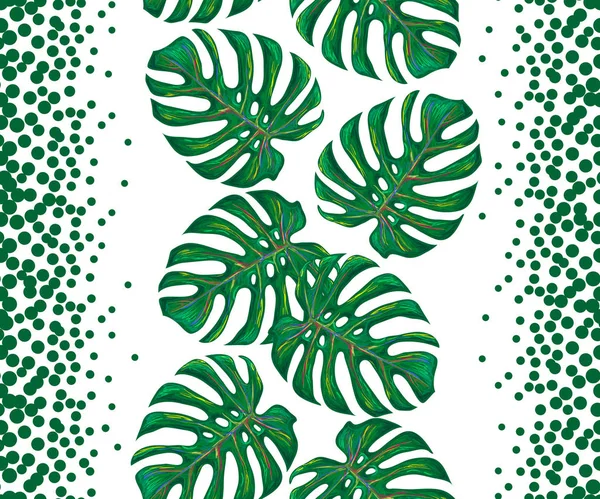 Patrón Tropical Sin Costuras Con Hojas Monstera Fondo Vectorial Perfecto — Archivo Imágenes Vectoriales