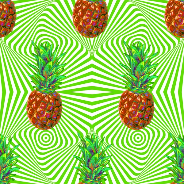 Modèle Fruits Tropicaux Sans Couture Avec Fond Vecteur Ananas Parfait — Image vectorielle