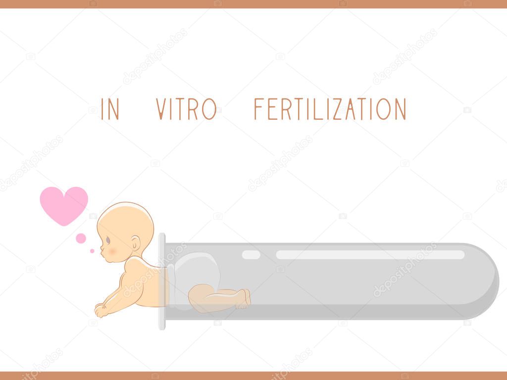 In vitro fertilization. Reproductive technology. Newborn baby. IVF concept vector illustration. Baby in test tube