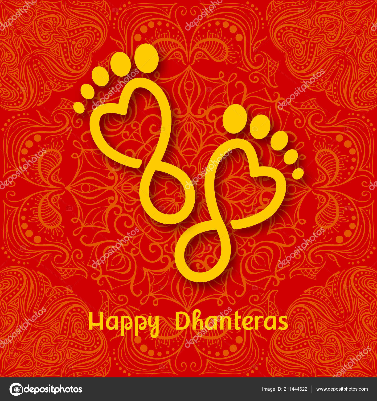 Dhanteras Dhanteras 排灯节庆典的背景快乐的Dhanteras 备忘录的足迹图库矢量图©artskvortsova 211444622