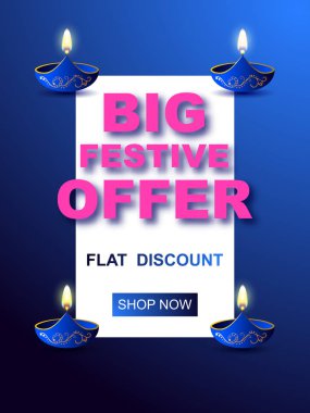 Diwali Satılık arka plan. Büyük Festival teklif. Diwali vektör çizim lambaları. Kutlama mum ile. Işıkların Diwali festivali. Hint tatil. Başlık sayfası veya poster
