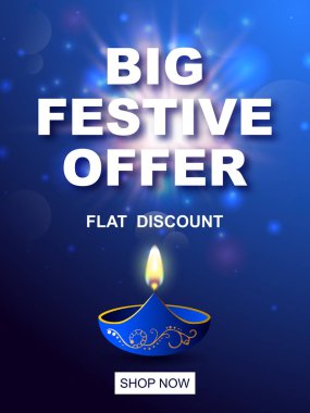Diwali Satılık arka plan. Büyük Festival teklif. Diwali vektör çizim lambaları. Kutlama mum ile. Işıkların Diwali festivali. Hint tatil. Başlık sayfası veya poster