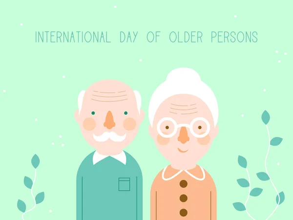 Yaşlı Insanlar Günü Yaşlı Çift Eski Aile Büyükbaba Büyükanne Sevimli — Stok Vektör