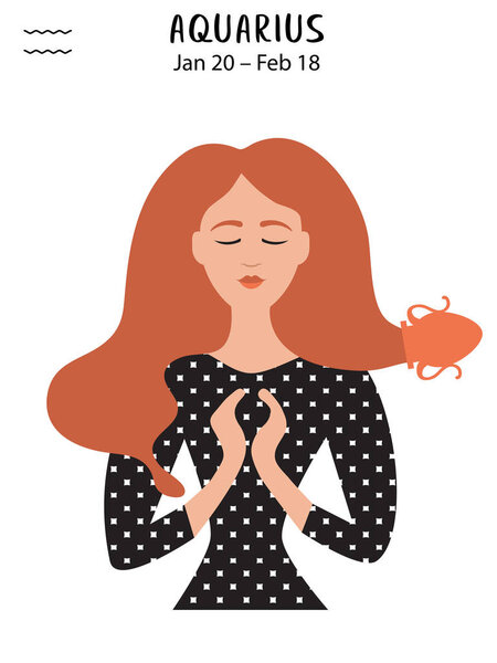 Water carrier to Aquarius of zodiac, horoscope concept, vector art, illustration. Beautiful girl silhouette. Astrological sign as a beautiful women. Future telling, horoscope, alchemy, spirituality