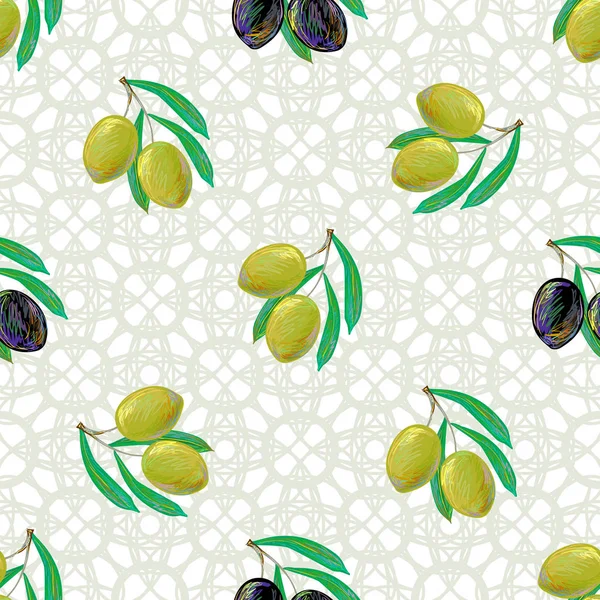 Patrón Sin Costura Con Fondo Verde Negro Vector Oliva Perfecto — Vector de stock