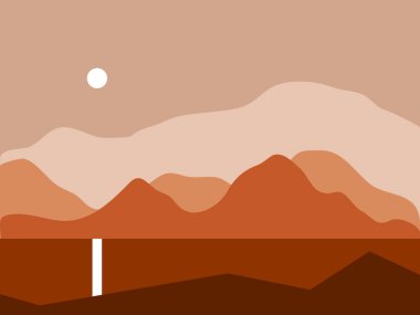 Dağlar vektör çizim ile manzara