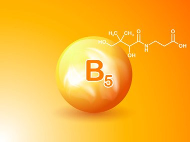 Beslenme işareti kavramı vektör. B5 vitamini gücü. Kimyasal formülü