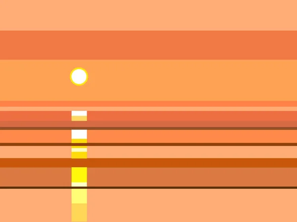 Illustration Des Landschaftsvektors Bei Sonnenuntergang Himmel Und Meer Sonnenaufgang — Stockvektor