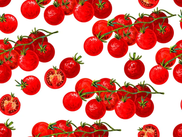 Nahtloser Hintergrund Mit Skizze Tomaten Tomaten Nahtlose Muster Hintergrund Pflanzliche — Stockvektor