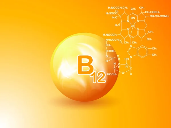 Conceito Vetor Sinal Nutricional Poder Vitamina B12 Fórmula Química — Vetor de Stock