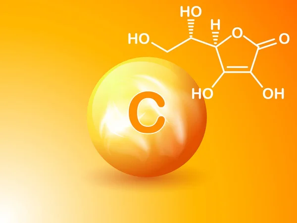 Voeding Teken Vector Concept Kracht Van Vitamine Chemische Formule — Stockvector