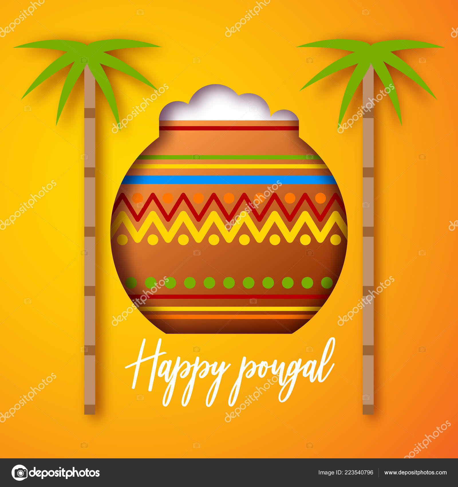 Pongal Pot Celebration Design South Indian Harvest Festival