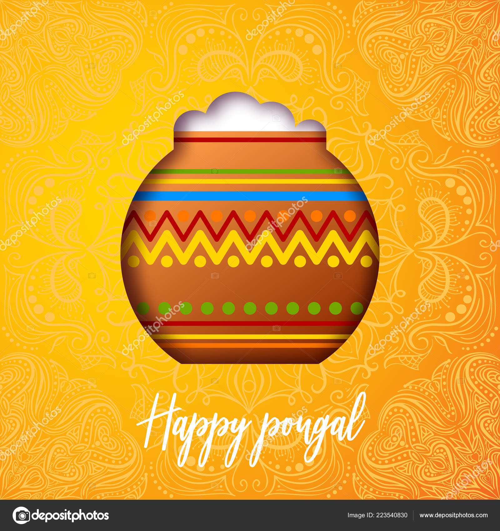 Pongal Pot Celebration Design South Indian Harvest Festival