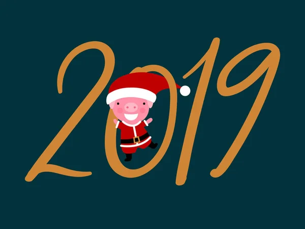 Підроблені Санта Клауса Свині Новим Роком 2019 Свиня Санта Клауса — стоковий вектор