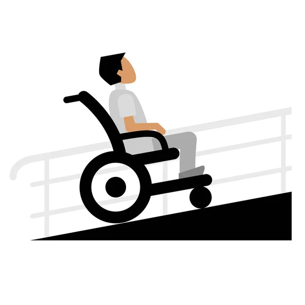 Ramp International Day Persons Disabilities Man Wheelchair Ramp Physically Handicapped — Stock Vector