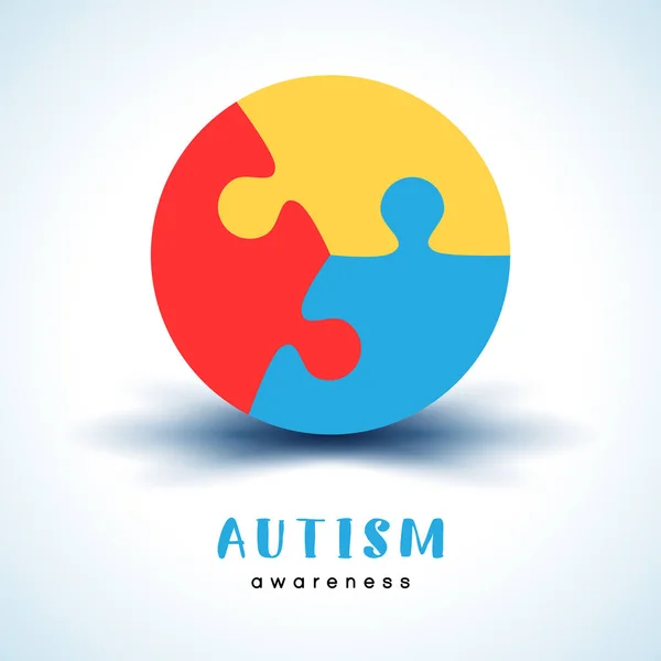 World Autism Awareness Day Colorful Circle Puzzle Vector Design Sign — Stock Vector