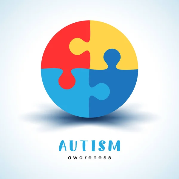 世界自閉症啓発デー カラフルなサークル パズル ベクトル デザイン記号 自閉症のシンボルです 医療フラット イラスト 健康管理 — ストックベクタ