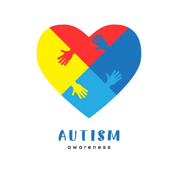 Welttag Des Autismus Bewusstseins Vektordesign Illustration Mit Herz Bestehend Aus — Stockvektor