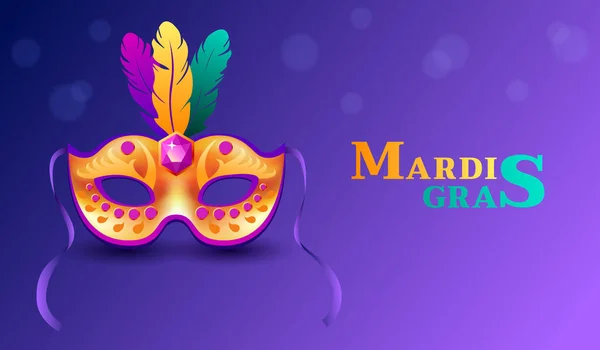 Mardi Gras Lub Carnivale Maska Piór Koncepcja Piękna Mardi Gras — Wektor stockowy