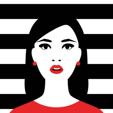 Güzel ve genç birbayan. Retro tarzı. Pop art. Moda tasarımı. Vektör çizim