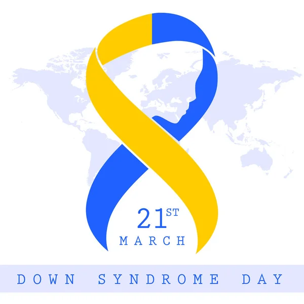 World Syndrome Day Symbol Syndrome Yellow Blue Ribbon Medical Vector — Stock Vector