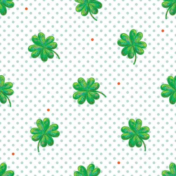 Patrick の日の緑のクローバーのシームレスなベクトル パターン シームレスなクローバーの葉の背景 クローバー テクスチャ壁紙 パターンの塗りつぶし Web ページの背景 表面のテクスチャ — ストックベクタ