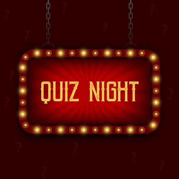 Quiz Noche Anuncio Cartel Diseño Web Banner Fondo Vector Ilustración — Archivo Imágenes Vectoriales