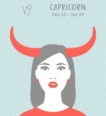 Oğlak burcu. Kız vektör çizim. Astroloji zodyak profil. Astrolojik işaret olarak güzel bir kadın. Söylüyorum, Astroloji, simya, maneviyat, büyü, moda gelecek