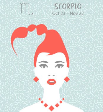 Akrep burcu. Kız vektör çizim. Astroloji zodyak profil. Astrolojik işaret olarak güzel bir kadın. Söylüyorum, Astroloji, simya, maneviyat, büyü, moda gelecek